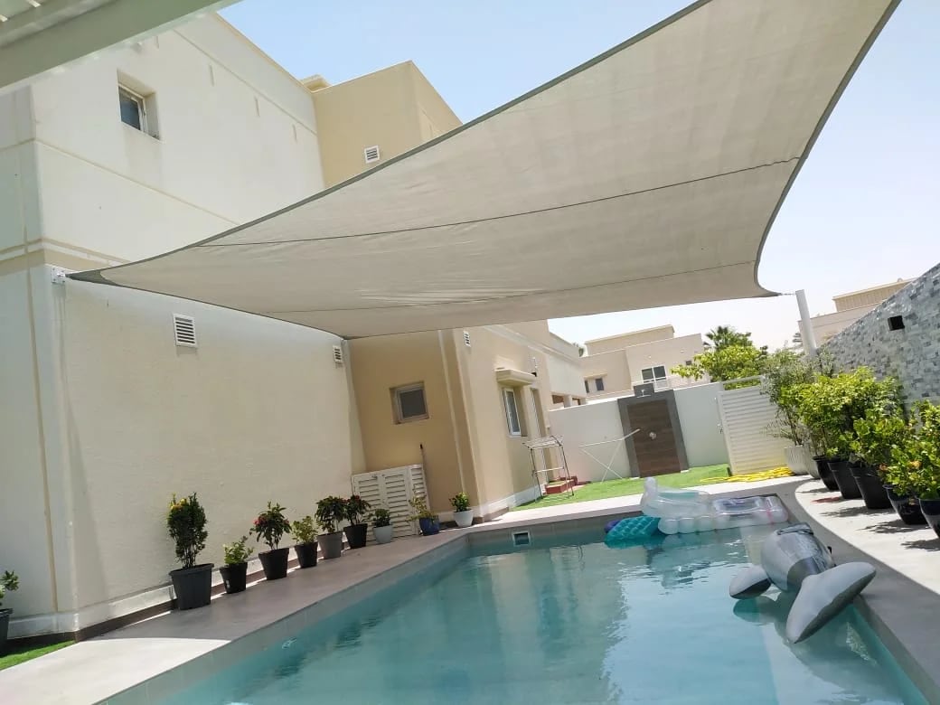Swimming Pool Shades structure from the FR Tensile Shades portfolio