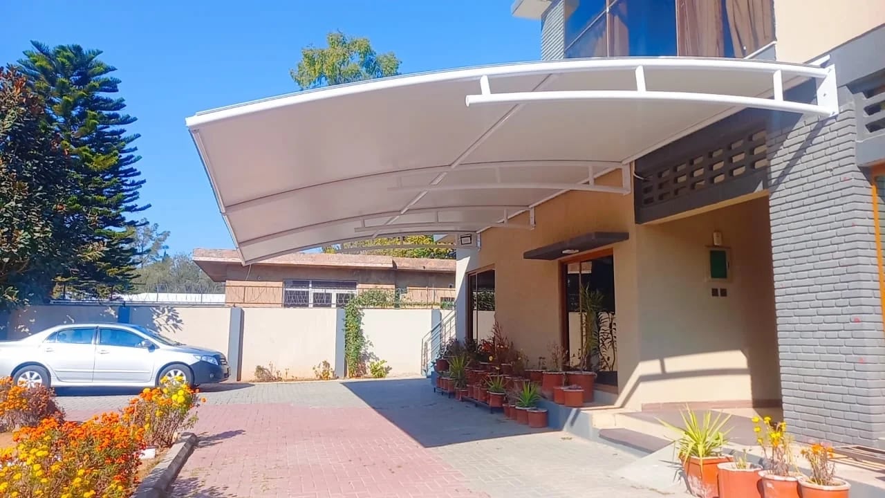 Wall-Mounted Shades structure from the FR Tensile Shades portfolio